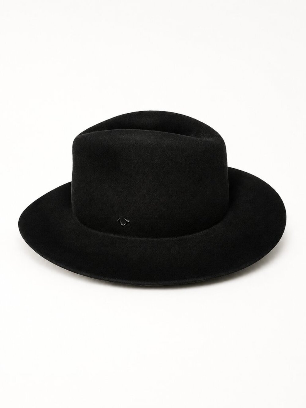 True Religion 100% Wool Fedora Hat Womens XS Black Wide Brim Rancher Western